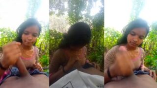South Indian Gf’s Handjob And Desi Blowjob In The Forest