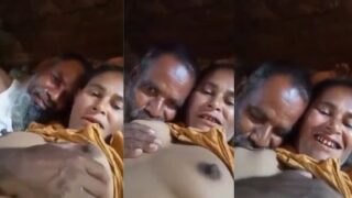 बूढ़ा बाबू देसी मालकिन के दूध पी रहा है